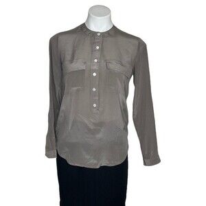 BANANA REPUBLIC Silk Taupe Pullover 3/4 Button Front  Size XS